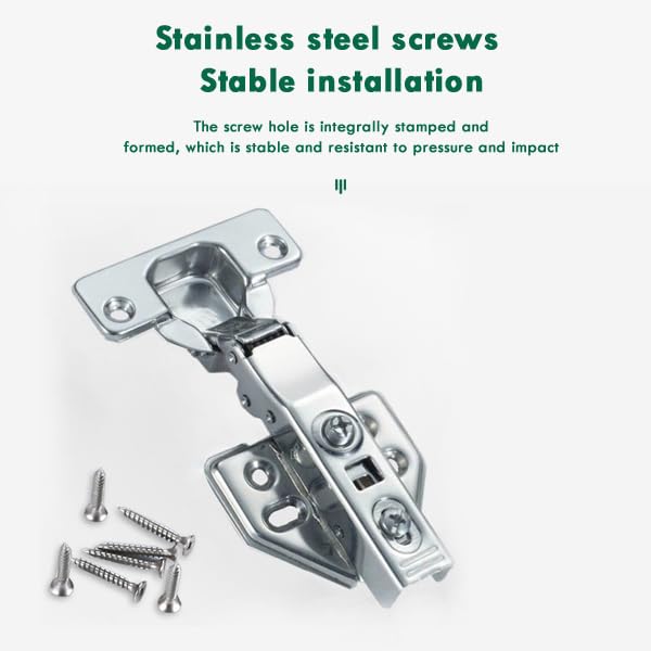 IQRA Stainless Steel European Style Steel Clip-on Soft Close Concealed Cabinet Hinges, Crank, (Color : Silver)