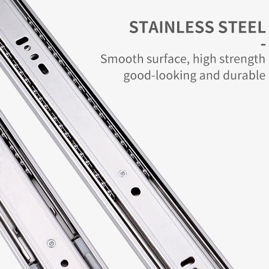 IQRA Stainless Steel Drawer Channel/Regular Smooth Close Ball Bearing Slider Drawer Channel for Home, Kitchen & Wardrobe/Telescopic Channel for Drawer/for Wooden & Metals Drawers