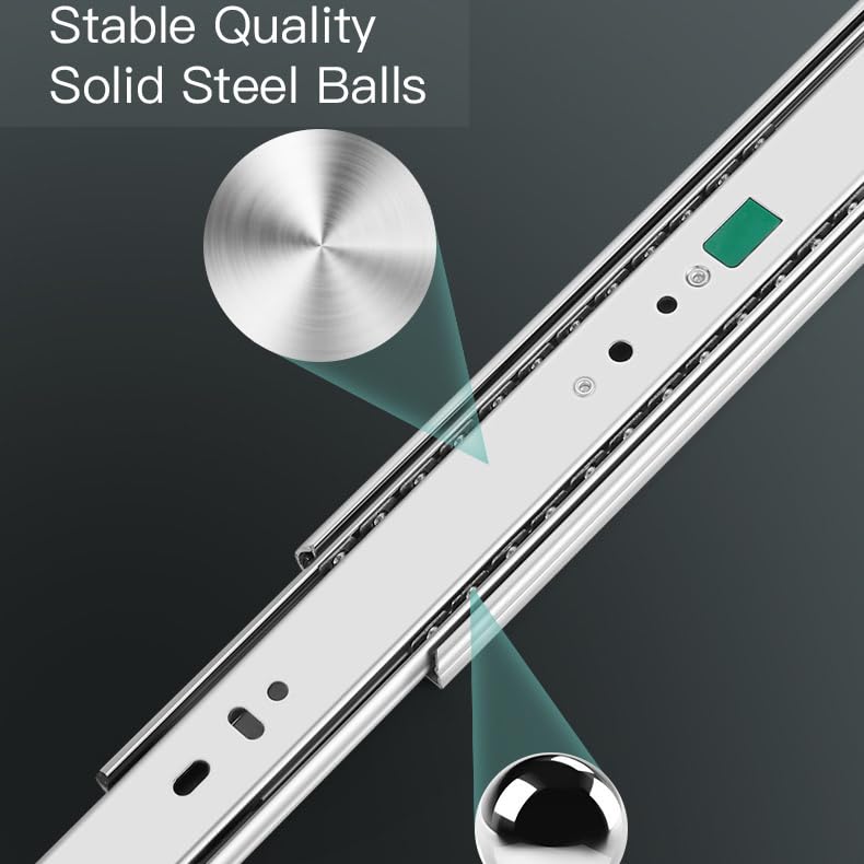 IQRA Soft Close Silver Drawer Channel/Ball Bearing Regular Close Channel for Drawer/Telescopic Drawer Channel for Wooden & Metals Drawers in Kitchen, Wardrobe