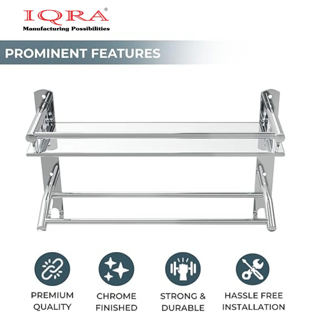 IQRA Stainless Steel 3 Layer/3 Tier Multipurpose Bathroom Shelf/Rack/Organizer/Stand/Holder with Double Soap Dish and Toothbrush Holder Tumbler Bathroom Accessories