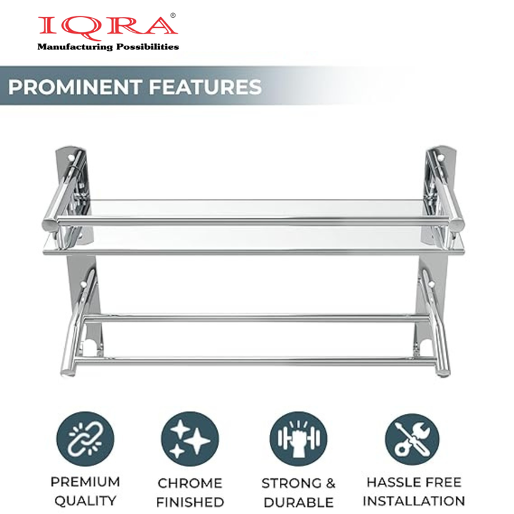 IQRA Stainless Steel 3 Layer/3 Tier Multipurpose Bathroom Shelf/Rack/Organizer/Stand/Holder with Double Soap Dish and Toothbrush Holder Tumbler Bathroom Accessories
