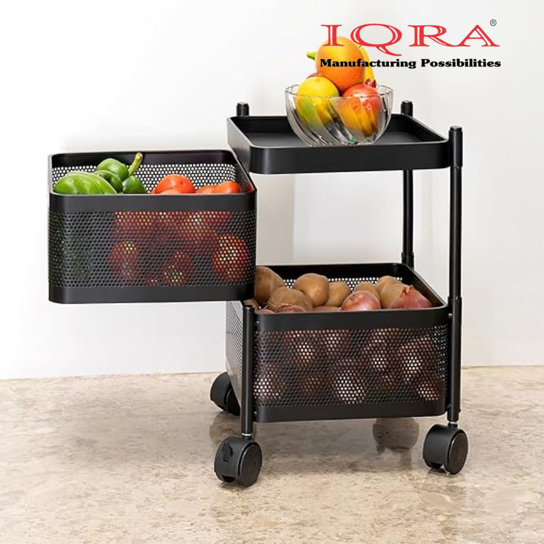 IQRA Kitchen Trolley with Wheels, Kitchen Organizer Items and Storage Solutions for Square-Round Kitchen Organizer and Kitchen Accessories Items (Black)
