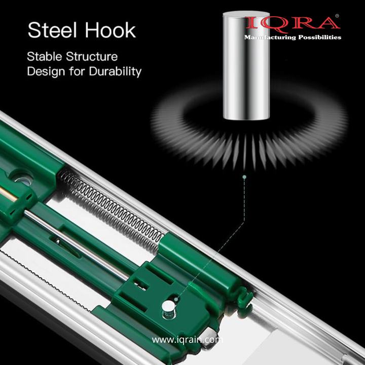IQRA Soft Close Silver Drawer Channel/Ball Bearing Regular Close Channel for Drawer/Telescopic Drawer Channel for Wooden & Metals Drawers in Kitchen, Wardrobe