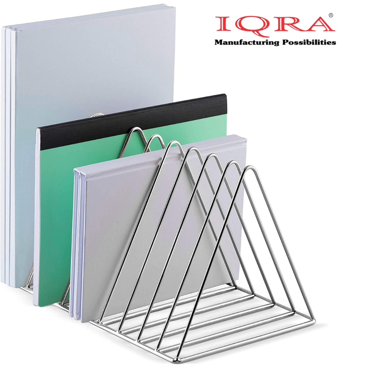 IQRA Magazine Racks Tabletop Mount Files holder Desk File Organizer 9 Slots Book Stand Newspaper Stand for Home & Offices (Silver)