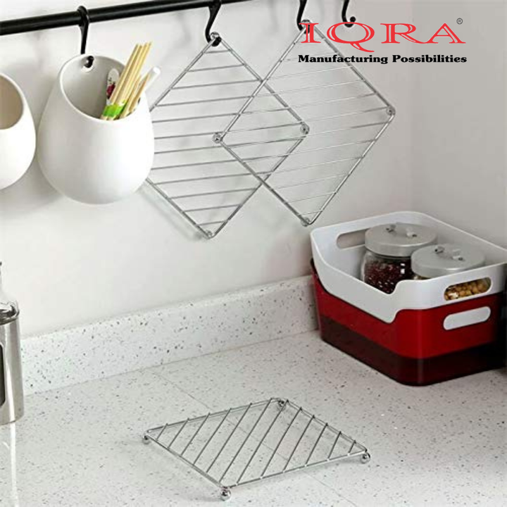 IQRA Stainless Steel Kitchen Hot Mat/Hot Utensil Stand/Hot mats for Dining Table/Hot Pot Stand/hot mat for Kitchen(3 Piece)