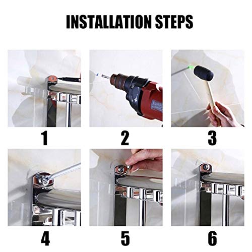 IQRA Stainless Steel Bathroom Accessories Set - Wall Mounted Towel Rod and Hangers for Clothes and Wash Basin