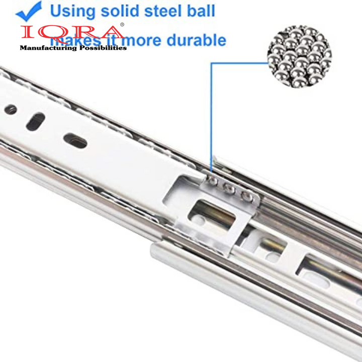 IQRA Silver Drawer Channel/Ball Bearing Regular Close Channel for Drawer/Telescopic Drawer Channel for Wooden & Metals Drawers in Kitchen, Wardrobe.