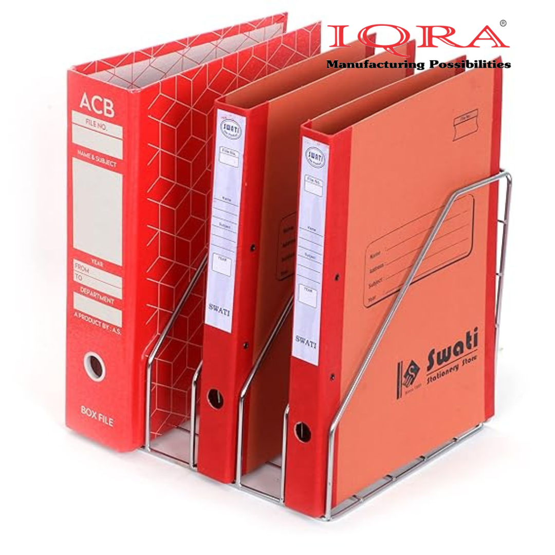 IQRA Stainless Steel Hanging Shelves Wall Mount File Rack/File Holder/Document Holder/Box File Holder(4 Sections)