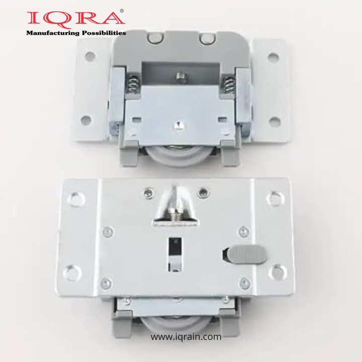 IQRA Locks Sliding Double Track Wardrobe Soft Close Sliding Roller Set| Wardrobe Sliding Door Roller| Wooden Sliding Doors Soft-Close Roller| Soft Closing Sliding Two Door Kit System (Grey)