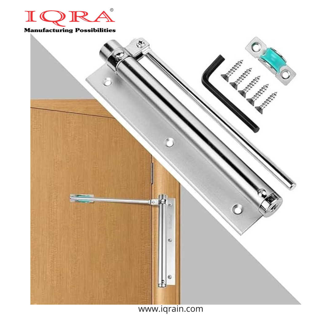 IQRA Automatic Door Closer, Adjustable Spring Storm Door Closer, Heavy Duty Safety Spring, Built-in Lock, Perfect for Indoor & Outdoor Doors, Offices, Soft Closing Door (Pack of 1)
