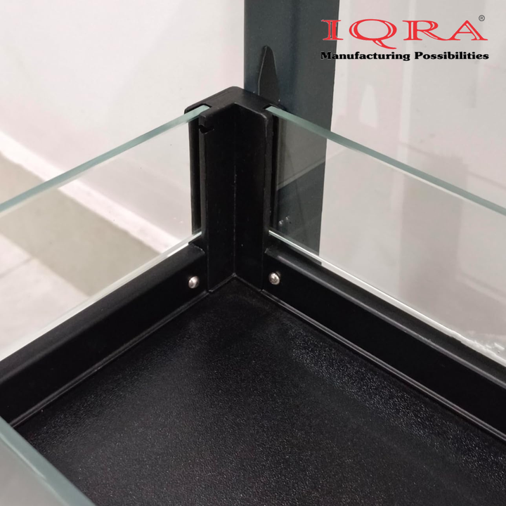 IQRA Kitchen Soft-Closing Shelf Glass Bottle Pullout Unit 2-3 Shelf, Glass-Aluminium