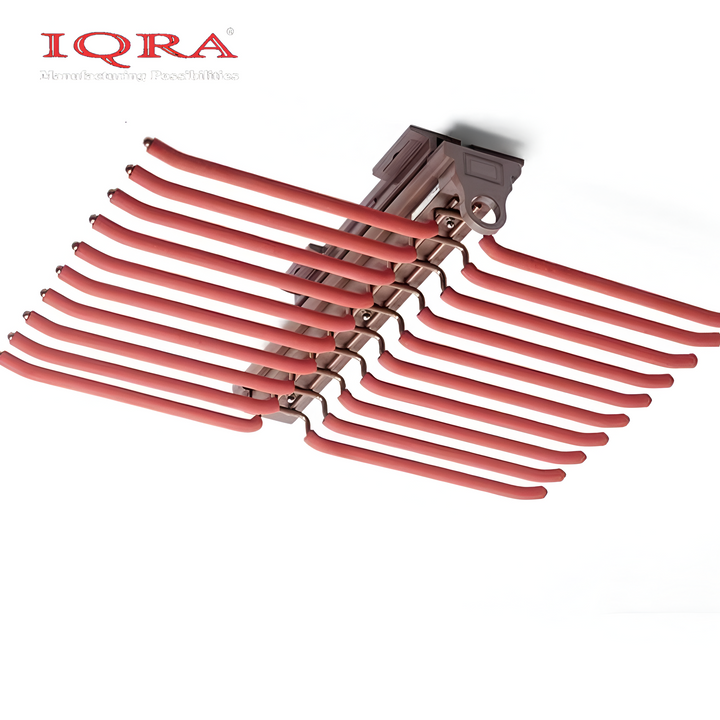 IQRA Mocha 18inch Double Side Sliding Pull Out Pants Hangers Rack for Closet Wardrobe & Cabinet - Steel 10 Arm Wide Rows Trousers Pants Hanger,Space Saving Organizer, Clothe Hanger,Multipurpose Hanger(Brown-Pack of 1)