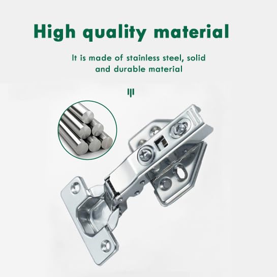 IQRA Stainless Steel European Style Steel Clip-on Soft Close Concealed Cabinet Hinges, Crank, (Color : Silver)