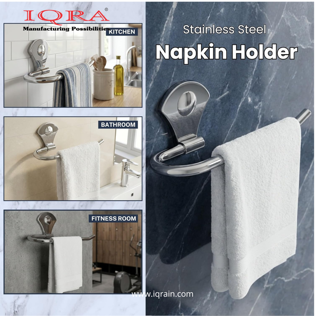 IQRA Stainless Steel Napkin Ring/Towel Ring/Napkin Holder/Bathroom Hanger/Towel Hanger for Kitchen & Wash Basin Area/Bathroom Accessories
