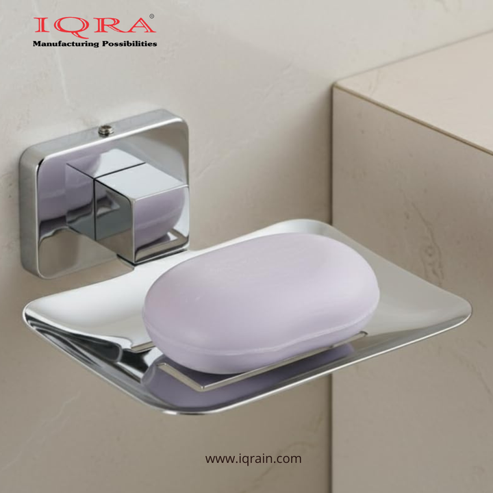 IQRA Soap Dish Holder for Bathroom soap case Stand Bathroom soap Holders Stand Steel wash Basin soap Tray for Bathroom 38(304 Stainless Steel,Chrome Finish)