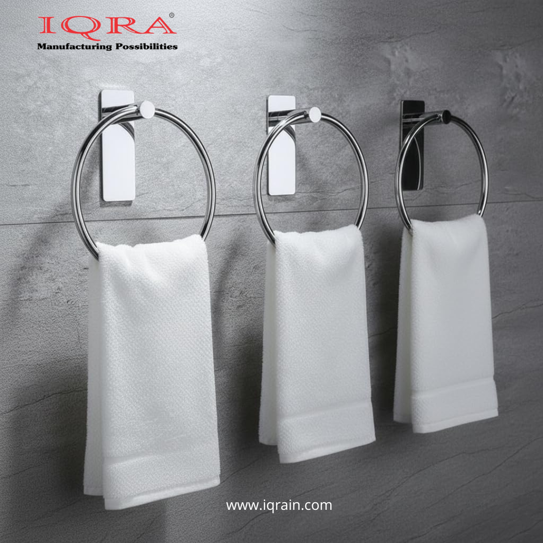 IQRA Stainless Steel 304 Grade Chrome Finished Round Napkin Ring/Towel Ring/Napkin Holder/Towel Hanger/Towel Holder for Bathroom/Kitchen/Wash Basin (Silver)"