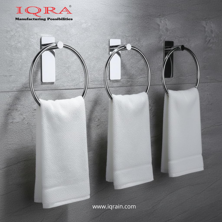 IQRA Stainless Steel 304 Grade Chrome Finished Round Napkin Ring/Towel Ring/Napkin Holder/Towel Hanger/Towel Holder for Bathroom/Kitchen/Wash Basin (Silver)"