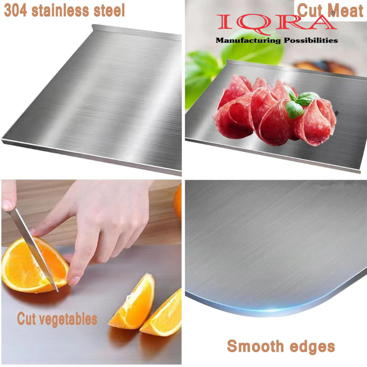 IQRA Countertop-Round Stainless Steel Chopping Board Platform Kitchen Cutting Board Board for Vegetables Fruits Healthy Safe Durable