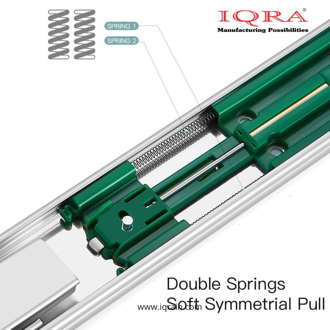 IQRA Soft Close Silver Drawer Channel/Ball Bearing Regular Close Channel for Drawer/Telescopic Drawer Channel for Wooden & Metals Drawers in Kitchen, Wardrobe