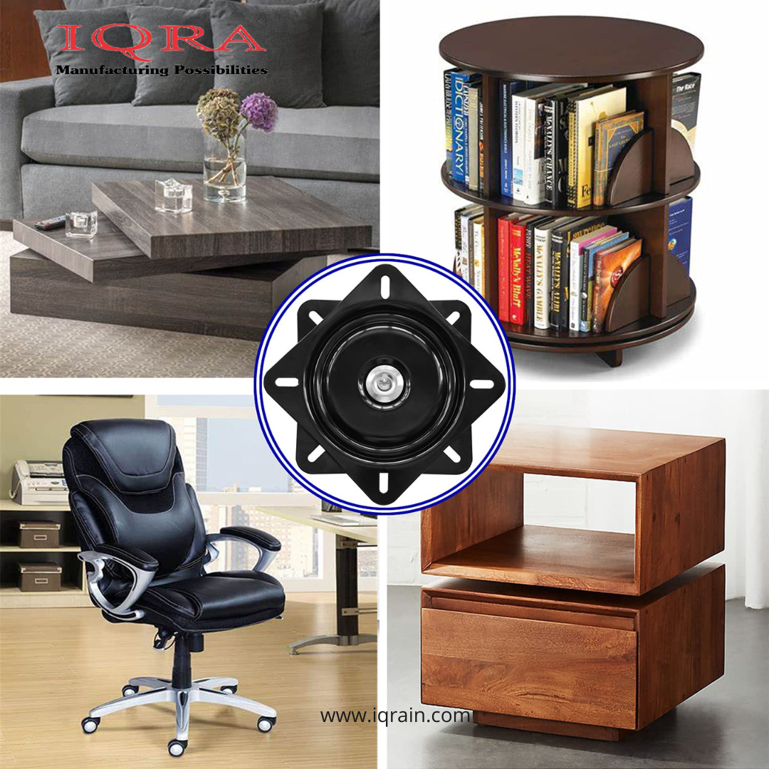 IQRA Square Swivel Plate Turntable Bearing, Rotating Lazy Susan Swivel Plate for Bar Stool, Recliner Chair, and Furniture, 220 lb Capacity