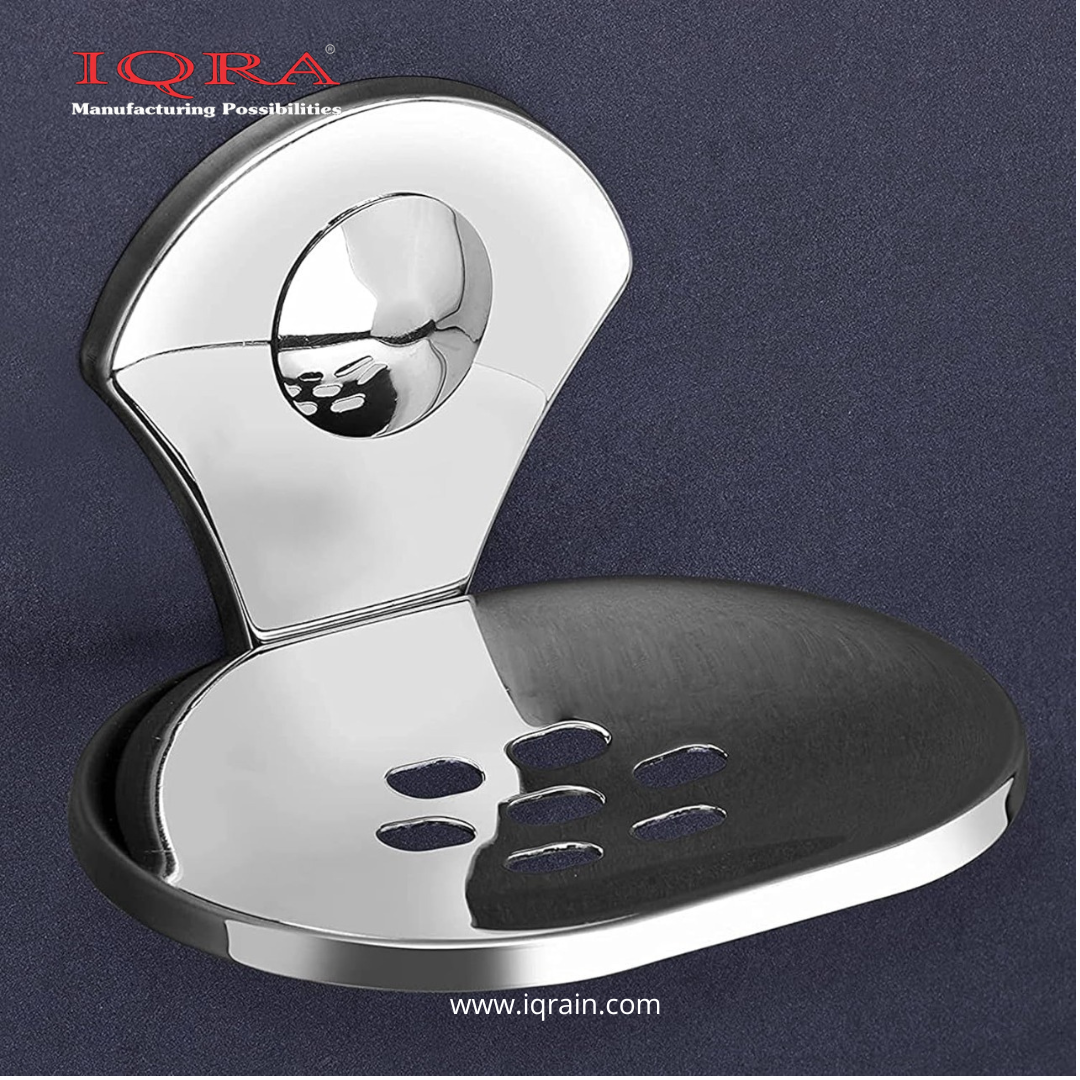 IQRA Soap Dish Holder for Bathroom soap case Stand Bathroom soap Holders Stand Steel wash Basin soap Tray for Bathroom 38(304 Stainless Steel,Chrome Finish)