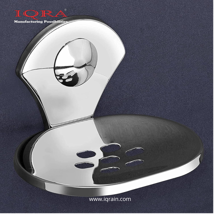 IQRA Soap Dish Holder for Bathroom soap case Stand Bathroom soap Holders Stand Steel wash Basin soap Tray for Bathroom 38(304 Stainless Steel,Chrome Finish)