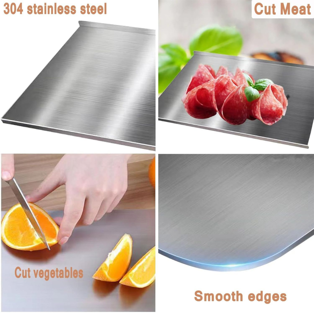 IQRA Countertop-Round Stainless Steel Chopping Board Platform Kitchen Cutting Board Board for Vegetables Fruits Healthy Safe Durable