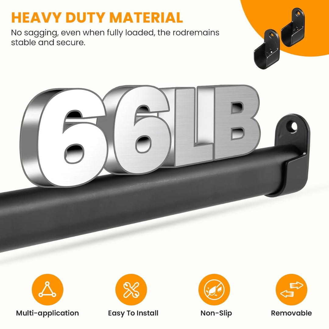 IQRA Oval Closet Rod for Hanging Clothes Heavy Duty Black Poles Bar Closet Rod for Wardrobes Laundry