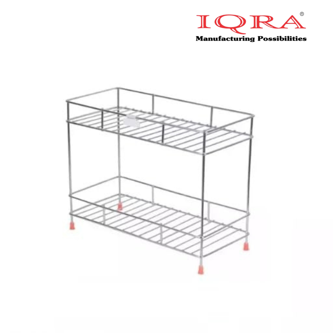 Stainless Steel 2-Tier Kitchen Rack, Spice Shelf for Kitchen Pantry Storage Organizer, Shelves - 20D x 20W x 20H Centimeters