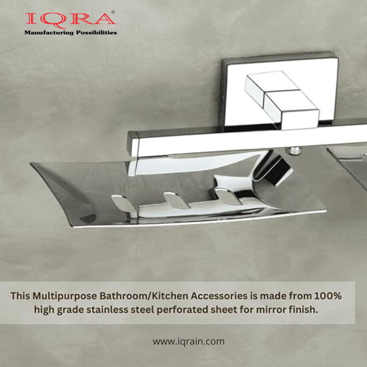 IQRA Stainless Steel 2 in 1 Soap Dish with Tumbler Holder/Square Soap Stand/Tooth Brush Holder for Bathroom or Wash Basin, Bathroom Accessories - Silver
