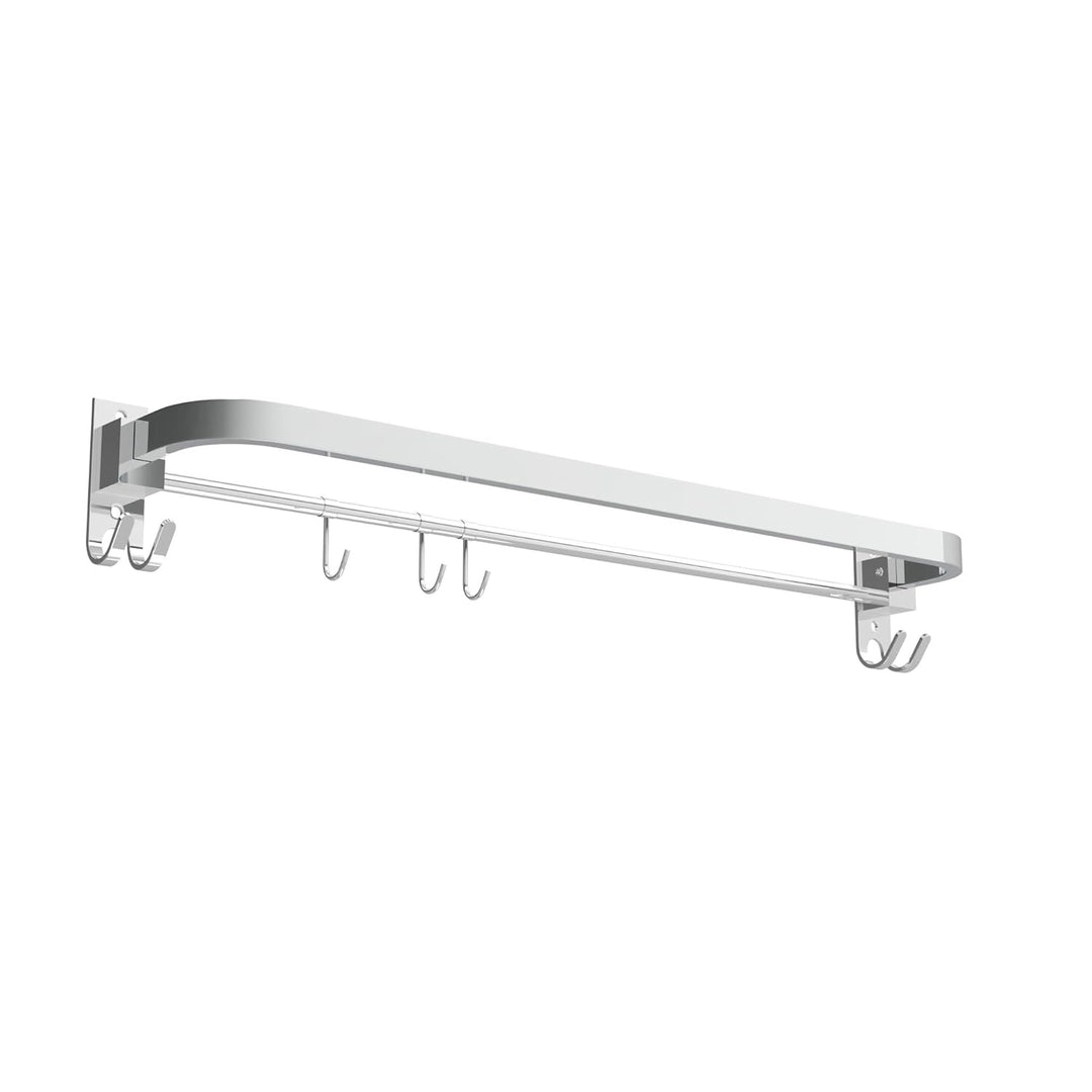 IQRA 24 Inch Wall Mounted Stainless Steel Bathroom Towel Hanger - Space-Saving - Durable Bathroom Accessories and Fittings - Easy Installation- (24 Inch, Chrome, Foldable)