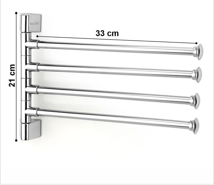 IQRA Stainless Steel 4 Bar Swing Hanger Towel Rack for Bathroom Towel Holder for Kitchen Towel Hanger Stand for Wash Basin