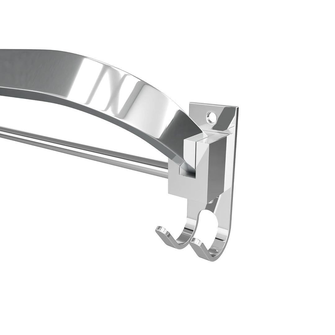 IQRA 24 Inch Wall Mounted Stainless Steel Bathroom Towel Hanger - Space-Saving - Durable Bathroom Accessories and Fittings - Easy Installation- (24 Inch, Chrome, Foldable)