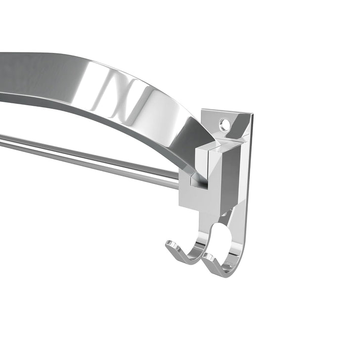 IQRA 24 Inch Wall Mounted Stainless Steel Bathroom Towel Hanger - Space-Saving - Durable Bathroom Accessories and Fittings - Easy Installation- (24 Inch, Chrome, Foldable)