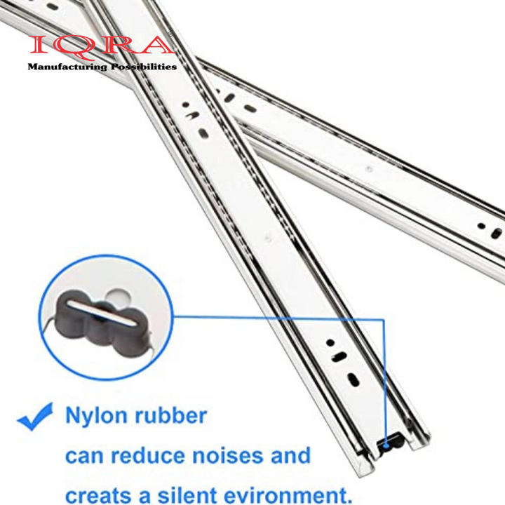 IQRA Silver Drawer Channel/Ball Bearing Regular Close Channel for Drawer/Telescopic Drawer Channel for Wooden & Metals Drawers in Kitchen, Wardrobe.
