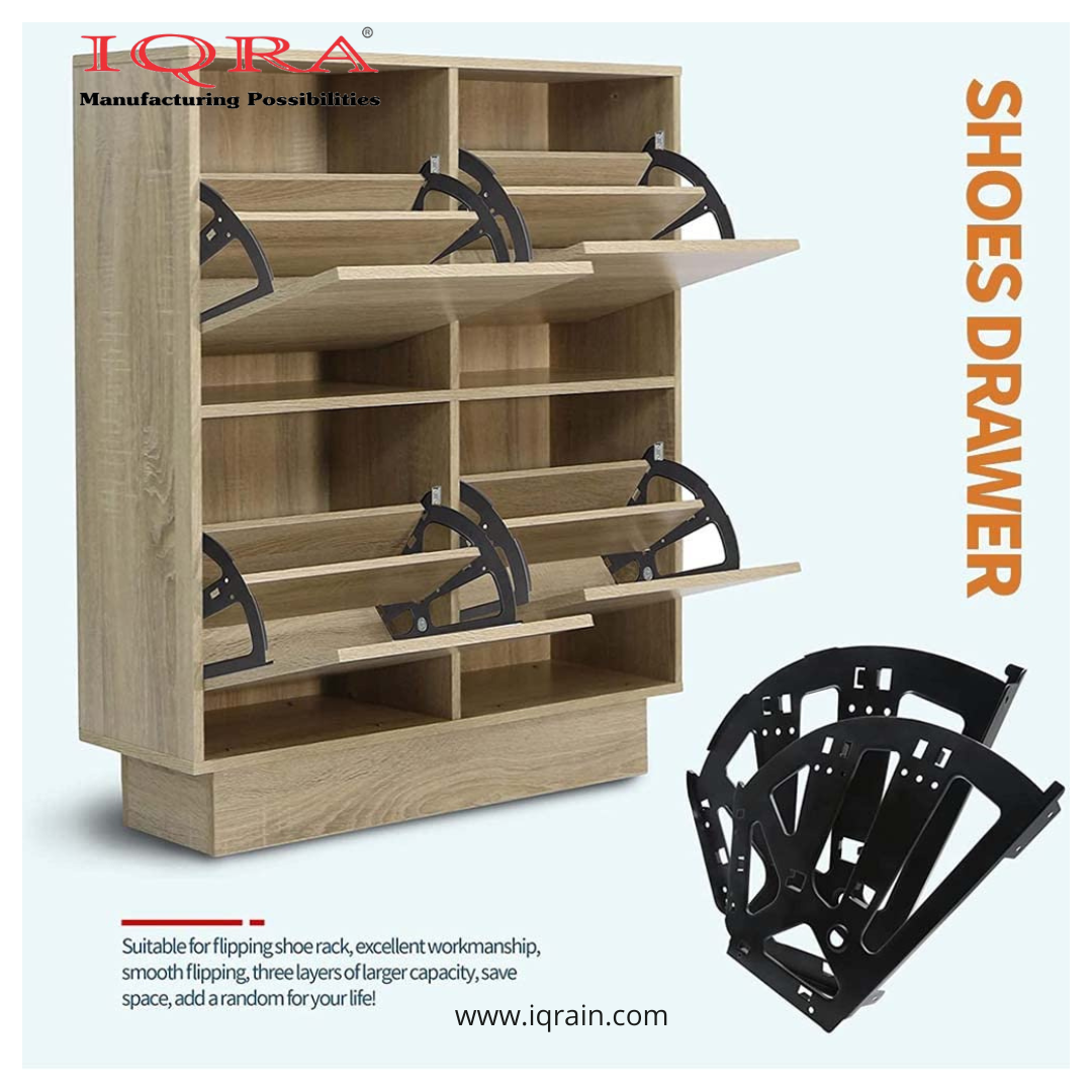 IQRA 3 Layers Shoes Rack Cabinet Fitting, Shoe Rack Drawer Hinge, Easy Install, for 3 Layer Pull Down Shoes Organizer and Footwear Cabinet (Black )