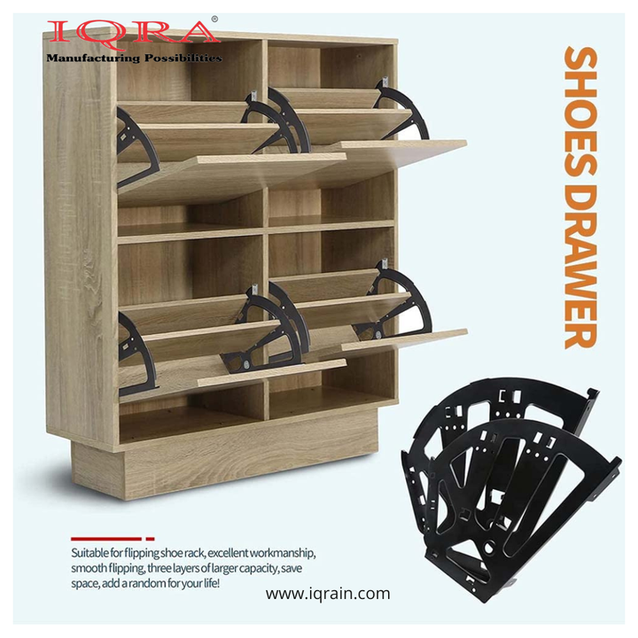 IQRA 3 Layers Shoes Rack Cabinet Fitting, Shoe Rack Drawer Hinge, Easy Install, for 3 Layer Pull Down Shoes Organizer and Footwear Cabinet (Black )