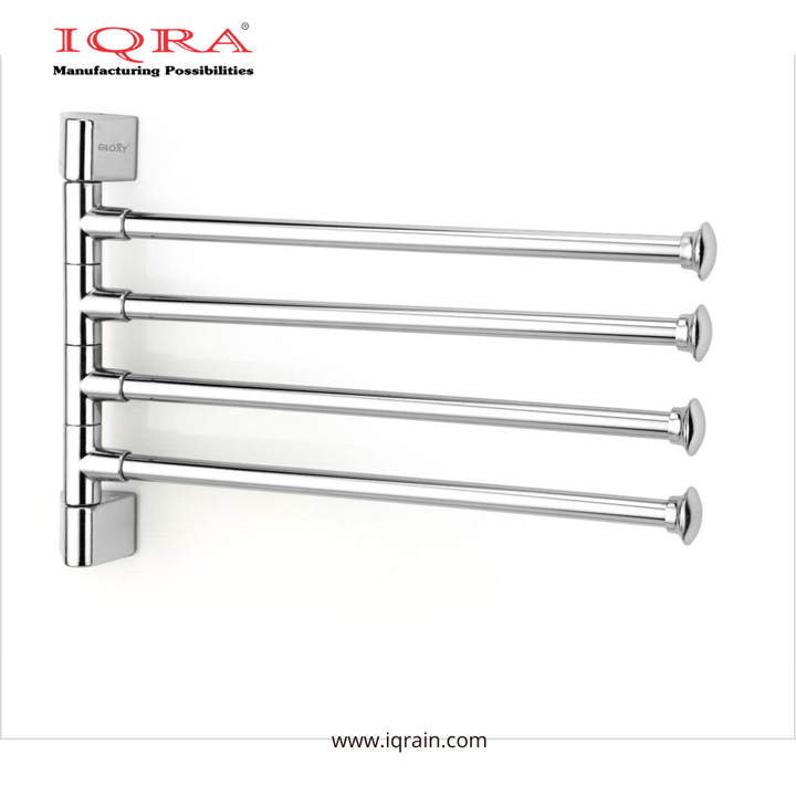 IQRA Stainless Steel 4 Bar Swing Hanger Towel Rack for Bathroom Towel Holder for Kitchen Towel Hanger Stand for Wash Basin