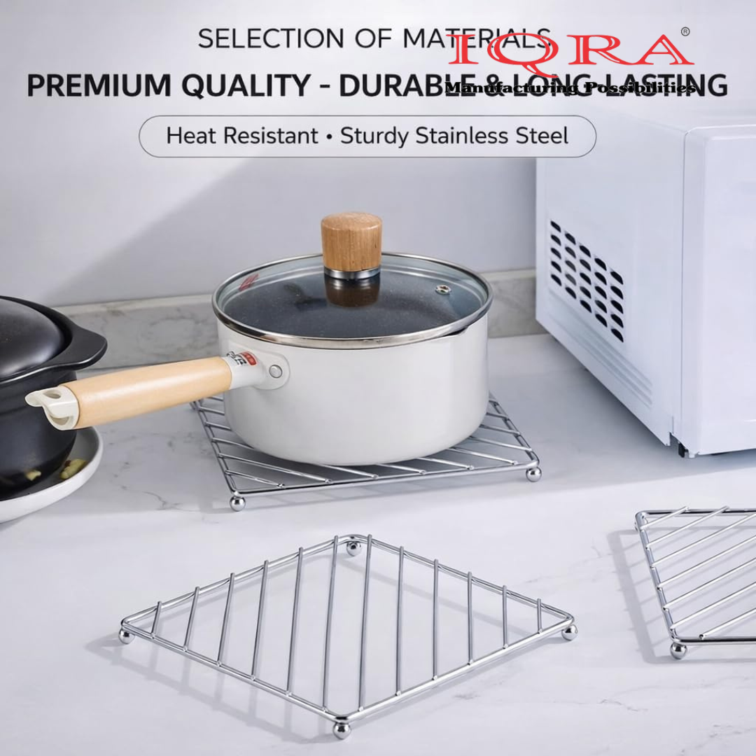 IQRA Stainless Steel Kitchen Hot Mat/Hot Utensil Stand/Hot mats for Dining Table/Hot Pot Stand/hot mat for Kitchen(3 Piece)