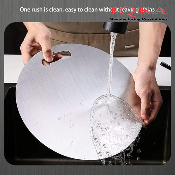 IQRA Countertop-Round Stainless Steel Chopping Board Platform Kitchen Cutting Board Board for Vegetables Fruits Healthy Safe Durable
