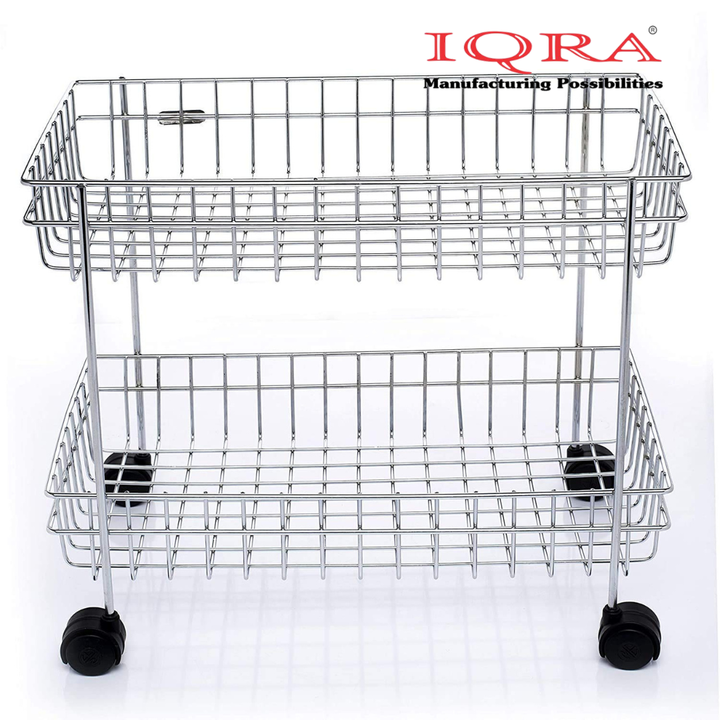 IQRA Multipurpose Stainless Steel Portable Kitchen Trolley Storage Rack with Wheels for Kitchen Storage, Vegetable