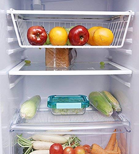 Metal Under Shelf Basket Wire Rack for Extra Cabinet Storage 15.5-inch (White 1pcs),  Hanging Shelves