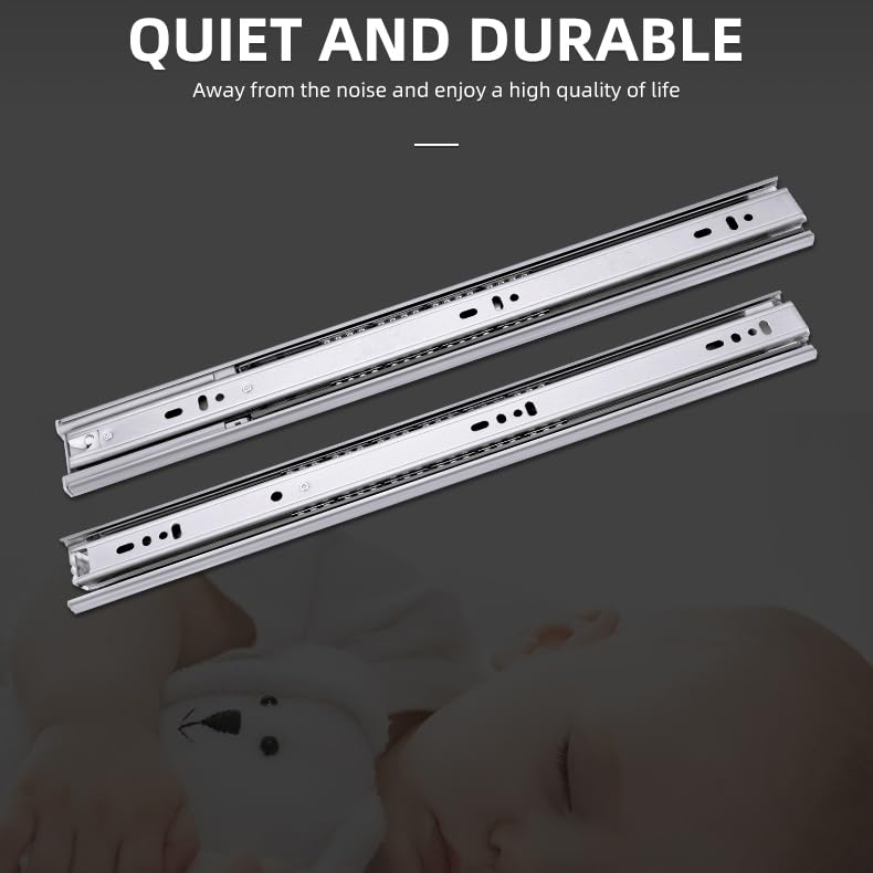IQRA Stainless Steel Drawer Channel/Regular Smooth Close Ball Bearing Slider Drawer Channel for Home, Kitchen & Wardrobe/Telescopic Channel for Drawer/for Wooden & Metals Drawers