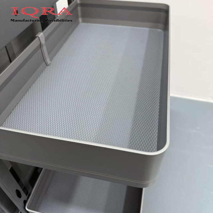 IQRA Kitchen Soft-Closing Shelf Glass Bottle Pullout Unit 2-3 Shelf, Glass-Aluminium