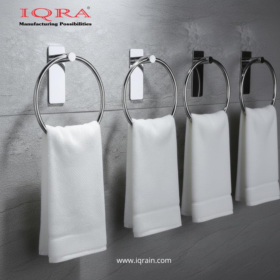 IQRA Stainless Steel 304 Grade Chrome Finished Round Napkin Ring/Towel Ring/Napkin Holder/Towel Hanger/Towel Holder for Bathroom/Kitchen/Wash Basin (Silver)"
