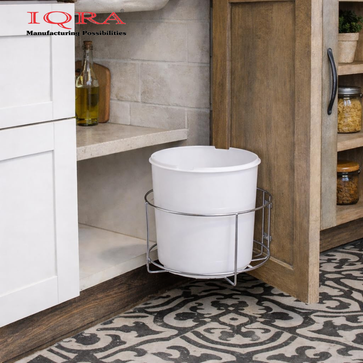 IQRA Stainless Steel Open-Top Dustbin Holder for Kitchen - Wall Mount Storage Fixture for 10 Inch Width Trash Bin - Cabinet Stand (Pack of 1) 