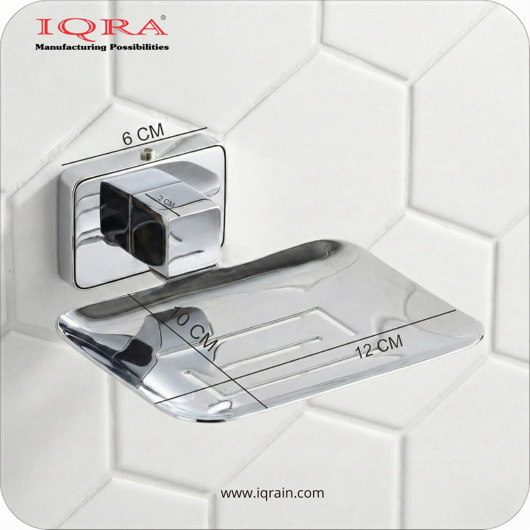 IQRA Soap Dish Holder for Bathroom soap case Stand Bathroom soap Holders Stand Steel wash Basin soap Tray for Bathroom 38(304 Stainless Steel,Chrome Finish)