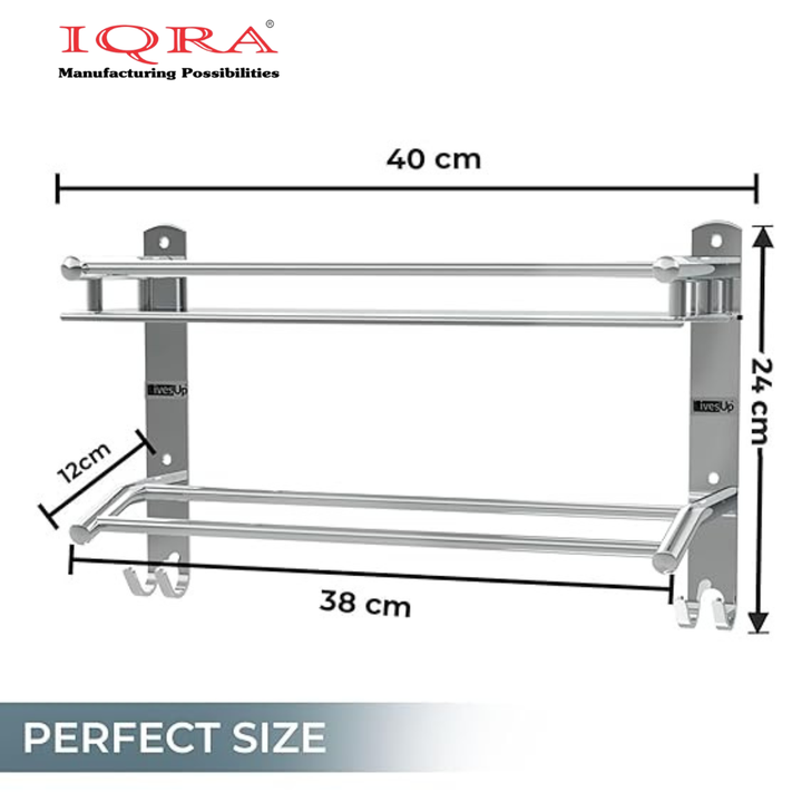IQRA Stainless Steel 3 Layer/3 Tier Multipurpose Bathroom Shelf/Rack/Organizer/Stand/Holder with Double Soap Dish and Toothbrush Holder Tumbler Bathroom Accessories