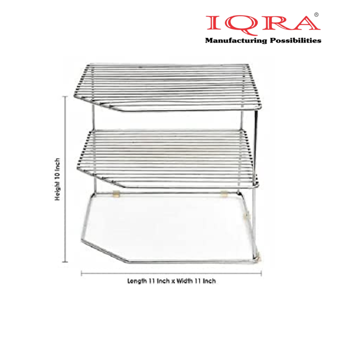 IQRA Steel 2-Tiered Shelf Kitchen Under Cabinet Corner Rack, Corner Rack For Kitchen, Self Rack, Kitchen Plate Dish Rack, Kitchen Storage Rack, Counter Top Organizer (3-Tier Kitchen Corner Rack)