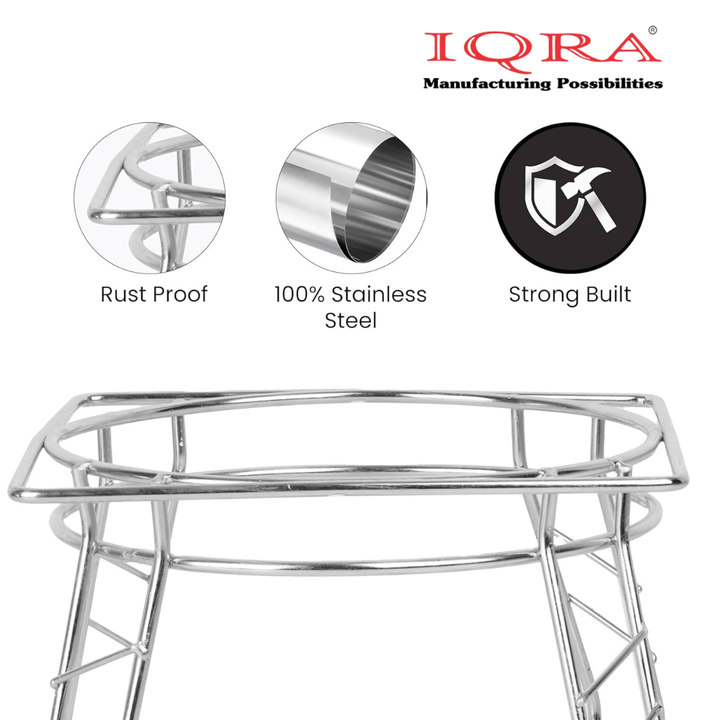 IQRA Round Surface Matka-Plant Stand for Water Pot with Pipe Fitted Drain Water Try | Steel Matka Stand for Kitchen | Water Pot Stand for Kitchen| SIZE: 8 X 8 X 7.5 Inch, (Pot & Glass NOT include)